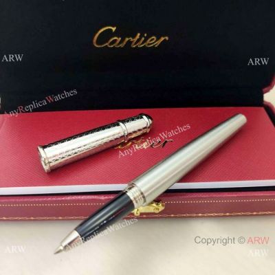 New Style Cartier Diabolo Rollerball Pen Silver Logo Cap